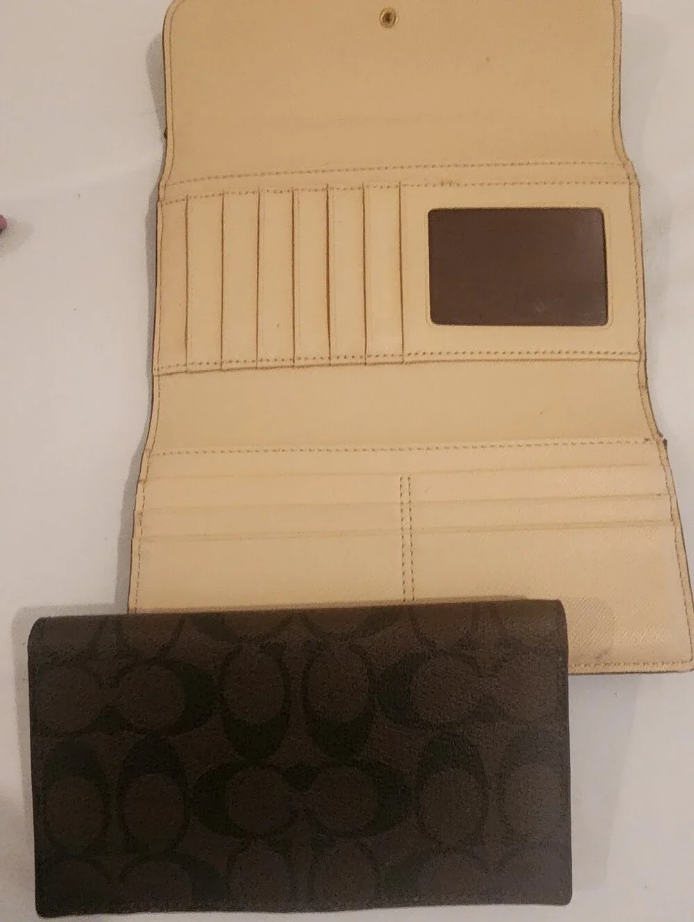 Coach Peyton Signature Brown Envelope Wallet with Removable Checkbook F51103